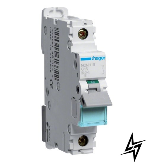 Автоматичний вимикач Hager NCN116 1P 16A C 10kA фото