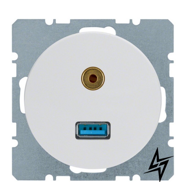 Мультимедийная USB/3.5мм аудио розетка R.x 3315392089 (полярная белизна) Berker фото