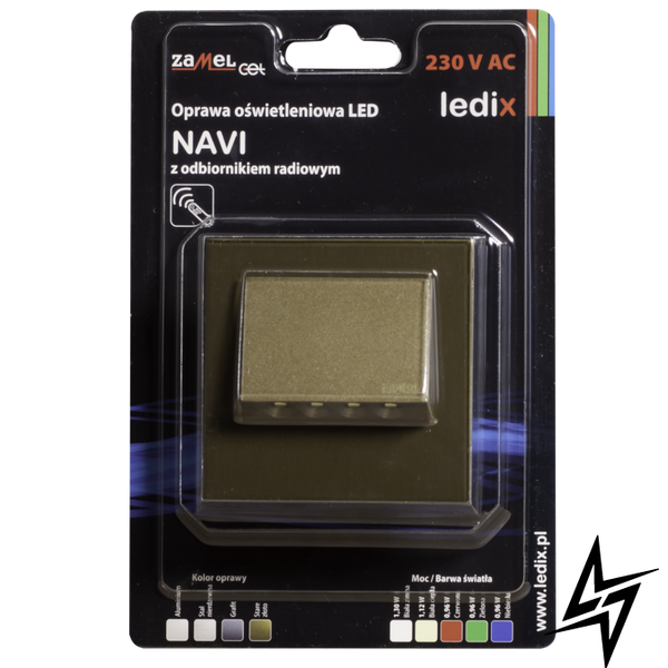 Настінний світильник Ledix Navi з рамкою 11-224-42 врізний Старе золото 3100K з радіоприймачем LED LED11122442 фото наживо, фото в дизайні інтер'єру
