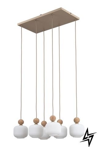 Люстра TK Lighting Ballo 11052 на 6 ламп E14 коричневый и белый 110 &times; 72 &times; 40 см фото