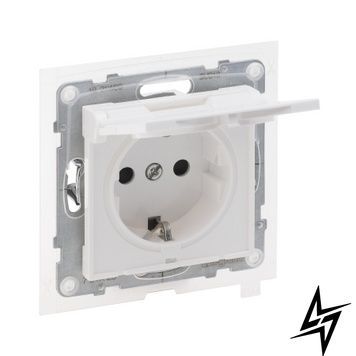Розетка IP44 із з/к та кришкою і захист. шторками пруж.клеми 16А/250V для серії SUNO білий Legrand 721123 фото