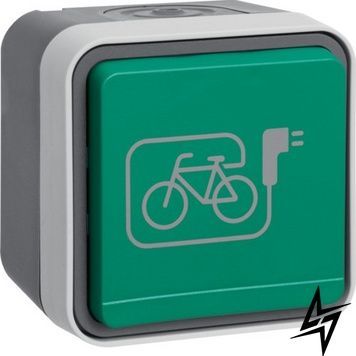 Розетка з з/к з зеленою кришкою E-bike IP55 сіра 16А/250В W.1 Berker 47403533 WNC195 фото