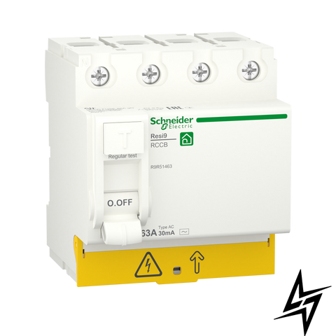 Дифвыключатель УЗО Schneider Electric Resi9 63 A 30 мA 4P тип АС R9R51463 фото