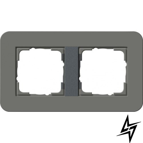 0212423 Рамка з антрацитовой підкладкою E3 Темно-сірий / Антрацит 2-постова Gira фото