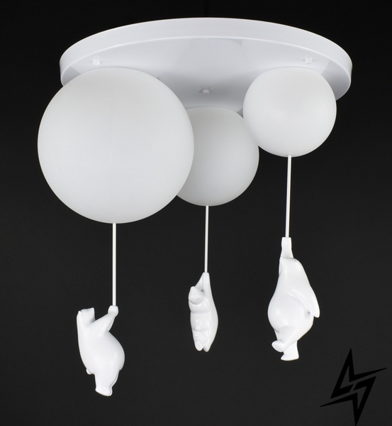 Стельова люстра на 3 лампочки L23-37110 Білий SGJ10/3 фото наживо, фото в дизайні інтер'єру