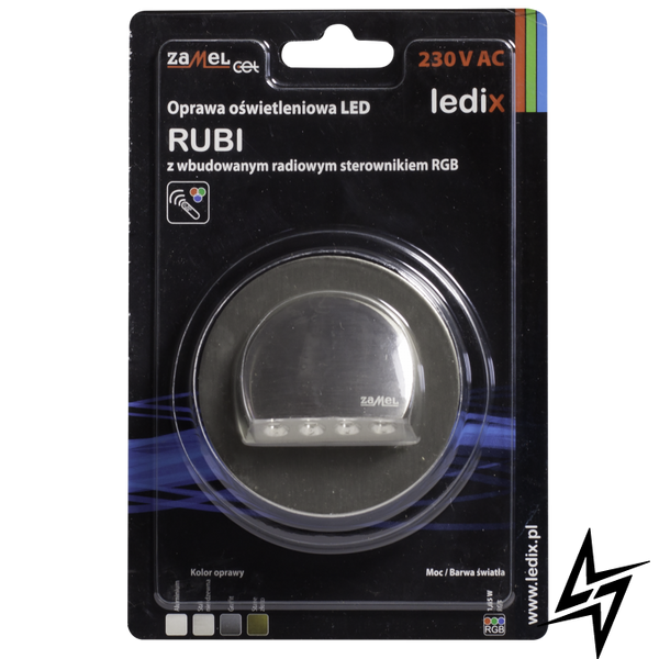 Настінний світильник Ledix Rubi з рамкою 09-225-26 врізний Сталь RGB з радіоконтроллер RGB LED LED10922526 фото наживо, фото в дизайні інтер'єру