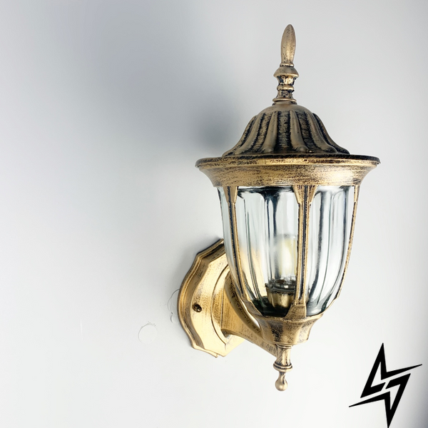 Настенный уличный фонарь в каркасе устаревшего золота LE25853 15x42x21см Золото 9027 W BG фото в живую, фото в дизайне экстерьера