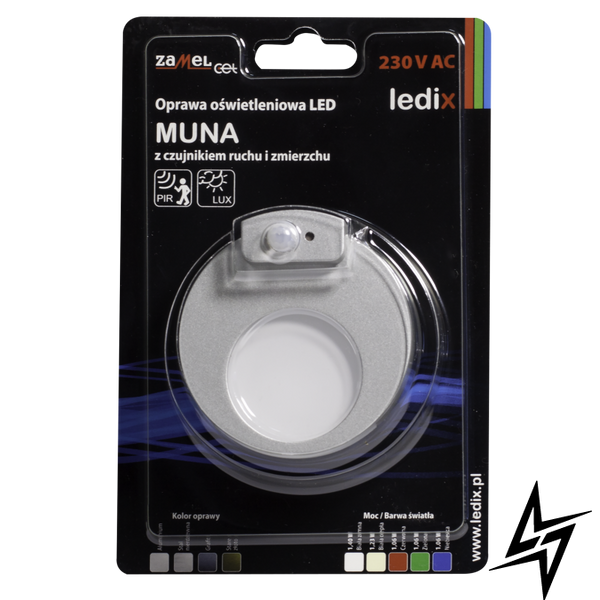 Настінний світильник Ledix Muna 02-222-11 врізний Алюміній 5900K з датчиком LED LED10222211 фото наживо, фото в дизайні інтер'єру