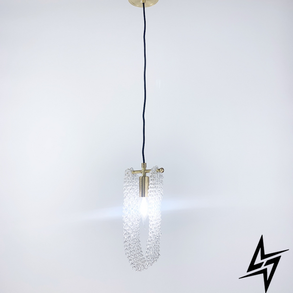 Подвесной светильник с хрустальными бусинами LE25403 1xE14 9x12см Золото/Прозрачный SGA 10/1 фото в живую, фото в дизайне интерьера