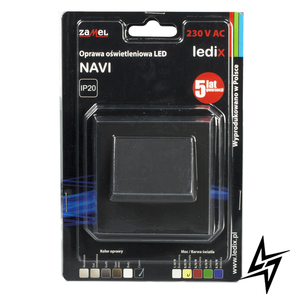 Настінний світильник Ledix Navi з рамкою 11-221-62 врізний Чорний 3100K LED LED11122162 фото наживо, фото в дизайні інтер'єру