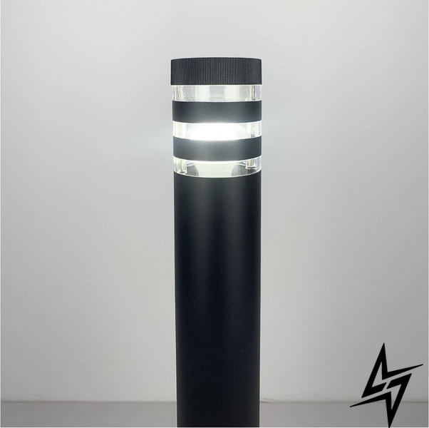 Стильный уличный фонарь в черном корпусе LE25653 1xE27 9x80см Черный 8021 80CM BK (стовп) фото в живую, фото в дизайне экстерьера