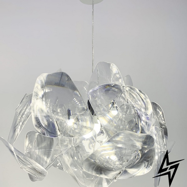 Декоративный светильник с полупрозрачными пластинами LE26553 1xE27 56x56см Хром/Прозрачный DE 8C фото в живую, фото в дизайне интерьера