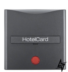 Hакладка карточного выключателя для гостиниц с оттиском и красной линзой, антрацит B.3/B.7 16401606 Berker фото