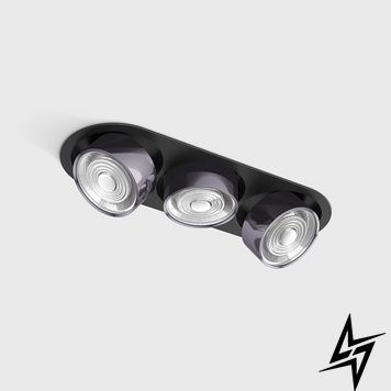 LTX 01.7523.21.940.BK/DB Встраиваемый потолочный поворотный светильник с рамкой SOL IN MINI X3, D75мм, H50мм, W111мм, L301мм, LED 3x7W, 3x624Lm, 4000K, 45&deg;, CRI>90, 200mA, IP20, черный/диамантово-черный фото