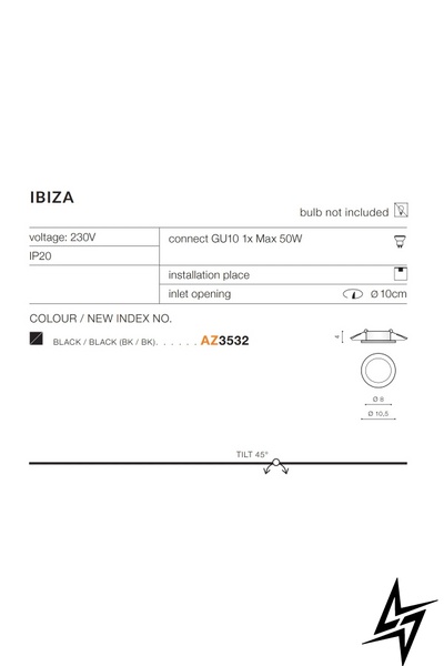 Точковий врізний світильник Azzardo AZ3532 Ibiza 52308 фото наживо, фото в дизайні інтер'єру