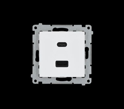 Зарядное устройство для SIMON54 2xUSB тип C+A быстрая зарядка 5/9/41V, 3.1 A, 5V DC, 230V, белый DEC2CA.01/11 фото