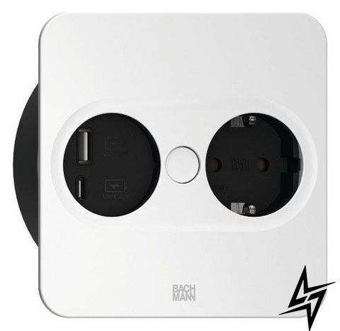 Розетковий модуль 1 розетка із з/к + USB type A/C TWIST2 Bachmann 946.205 матовий білий фото