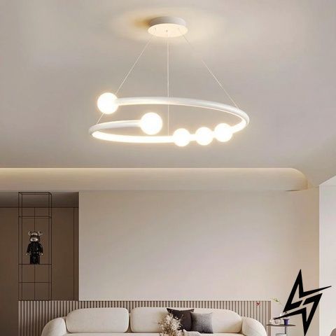 LED-люстра з акриловими кульками, дизайнерська біла 26-1855 фото