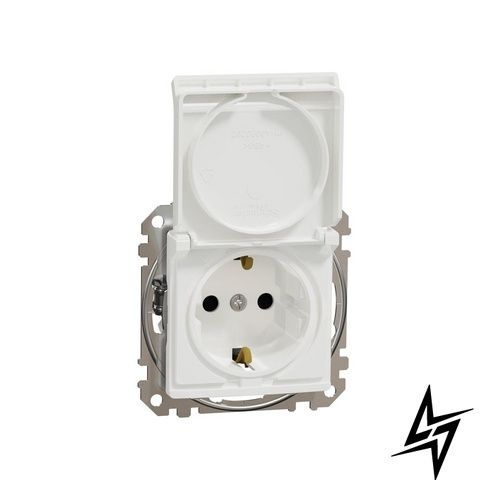 Розетка 220В з заземленням захисною кришкою та шторками Schneider Electric SDD111024 Sedna Design білий пластик фото