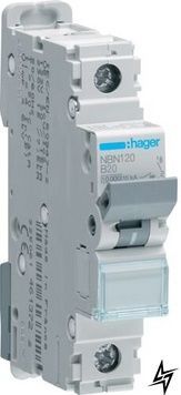 Автоматичний вимикач Hager NBN120 1P 20A B 10kA фото