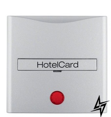 Hакладка карточного выключателя для гостиниц с оттиском и красной линзой, алюминий B.3/B.7 16401404 Berker фото