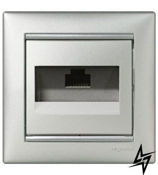 Механизм розетки компьютерной RJ-45 UTP Cat.6 Valena алюминий 770246 Legrand фото
