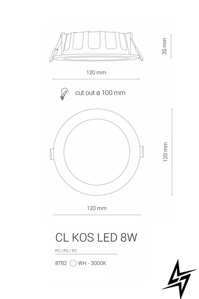 Точковий врізний світильник Nowodvorski Cl Kos 8782 LED 30392 фото наживо, фото в дизайні інтер'єру