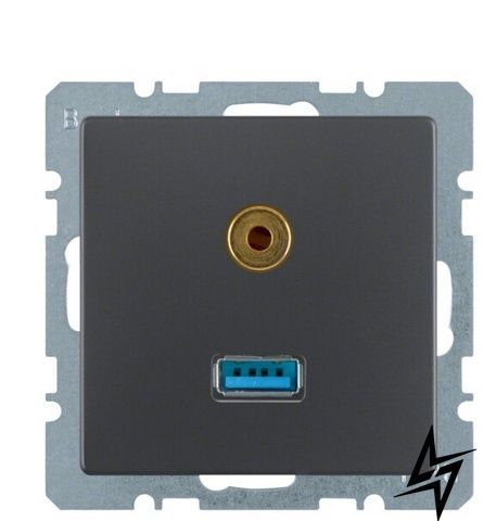 Мультимедийная USB/3.5мм розетка Q.x 3315396086 (антрацит) Berker фото
