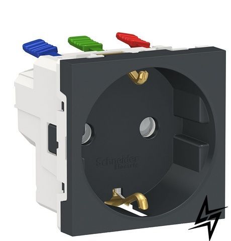Розетка із заземленням та шторками Schneider Electric NU305754 Unica New, антрацит, матова, 16 А, IP20 фото