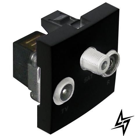 Механизм TV-розетки Efapel 45543 SPM Quadro 45, черный матовый, R/TV/SAT 45543 SPM фото