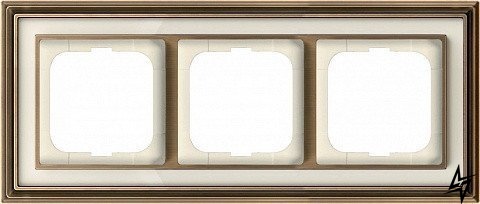 1723-848-500 Рамка Dynasty Латунь античная белое стекло 3-постовая 2CKA001754A4582 ABB фото