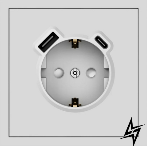 Розетка із заземленням + USB-A 18W та Type-C 20W Ardero Soft ER123USB-W механізм 16А білий 80724 (без рамки) фото