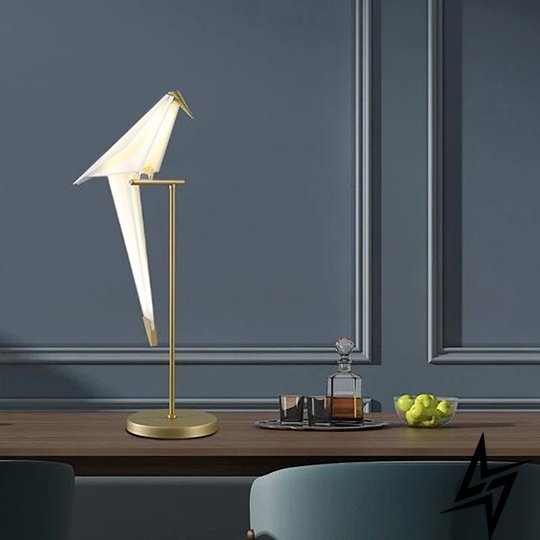 Настільний світильник LED Bird H82 S23-12362 LED 5W 35x82см Золото/Білий 2416 фото наживо, фото в дизайні інтер'єру