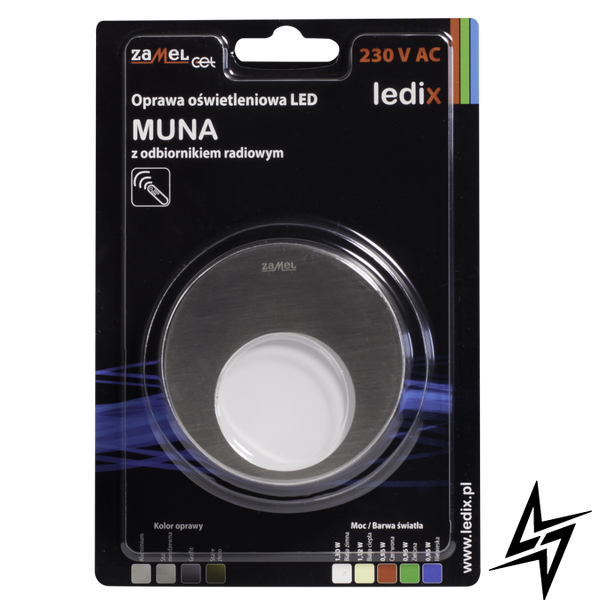 Настенный светильник Ledix Muna 02-224-21 врезной Сталь 5900K с радиоприемником ЛЕД LED10222421 фото в живую, фото в дизайне интерьера