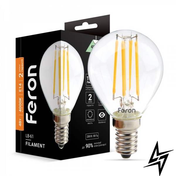 ЛЕД лампа Feron 25579 Filament E14 4W 4000K 4,5x7,5 см фото