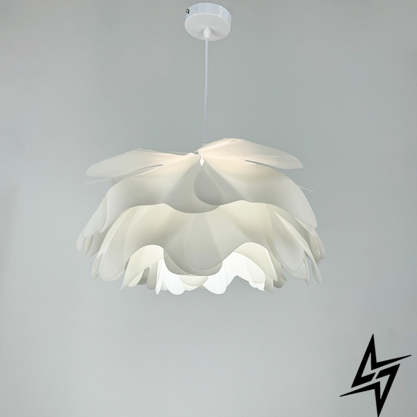 Подвесной светильник в форме белого цветка в 2-х размерах LE41173 1xE27 45x45см Белый MJ 182 фото в живую, фото в дизайне интерьера