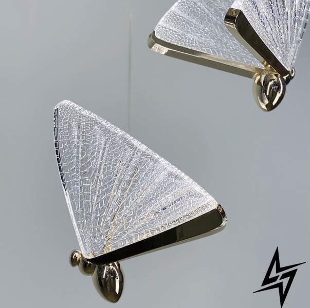 Серія ніжних підвісних світильників-метеликів LE26205 LED 4W 4000K 24x20см Латунь/Прозорий CA 02 GD фото наживо, фото в дизайні інтер'єру