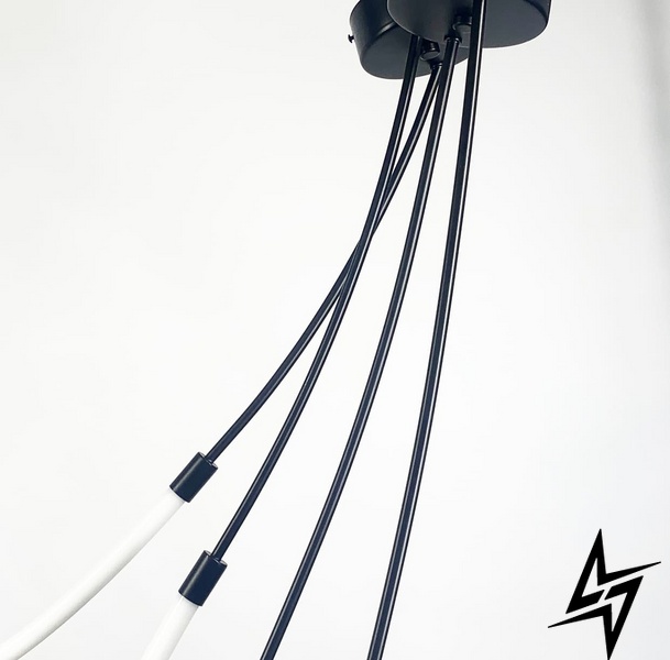 Светильник Arryn в черном корпусе с шариками латунь LE26955 LED 26W 4000K 220см Черный MBJ 2 BK фото в живую, фото в дизайне интерьера
