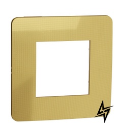 Однопостовая рамка Unica New Studio Metal NU280260 золото/бежевый Schneider Electric фото