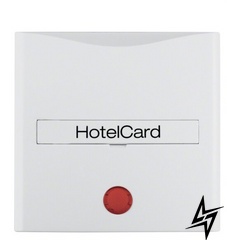 Hакладка карткового вимикача для готелів з відбитком і червоною лінзою, полярна білизна матова S.1 / B.3 / B.7 16401909 Berker фото