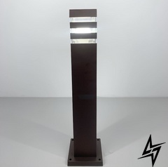 Уличный фонарь-столб в двух размерах в корпусе coffee LeLume 23-26056 1xE27 10x80x80см Коричневый 8024 CF (стовп) фото в живую, фото в дизайне экстерьера