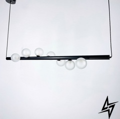 Горизонтальная люстра в черном каркасе с миниатюрными белыми плафонами LE25356 5xG9 15x80см Черный/Белый SGJ 2H фото в живую, фото в дизайне интерьера