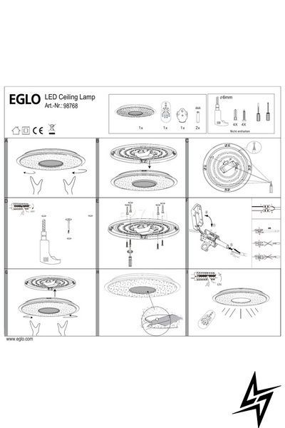 Стельовий світильник Eglo Lanciano 98768 білий 38 Вт 2700&ndash;6500 K 98768 фото