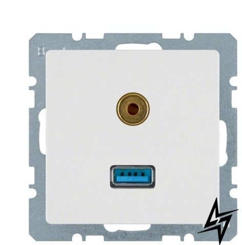 Мультимедийная USB/3.5мм розетка Q.x 3315396089 (полярная белизна) Berker фото