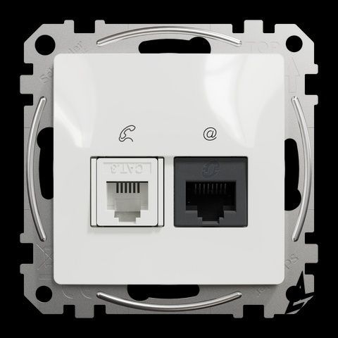 Комп'ютерна розетка Schneider Electric SDD111468 Sedna Design, RJ45+RJ11, біла, глянцева SDD111468 фото