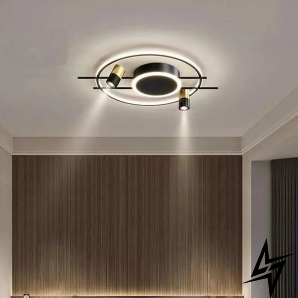 Потолочный дизайнерский светильник LED LE30141 LED 86W 3000-6000K 48x16x62см Черный MJ 53/2+LED фото в живую, фото в дизайне интерьера
