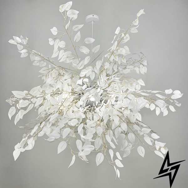 Подвесной белый светильник TRIO во флористических мотивах d120 см LE41174 4xE27 120x120см Белый/Хром MJ 185-120 фото в живую, фото в дизайне интерьера