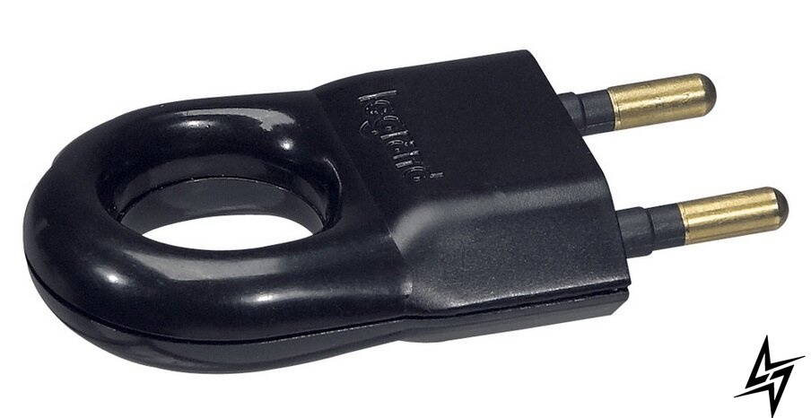 Чорна електрична вилка з кільцем 2К 6А 50163 Legrand фото