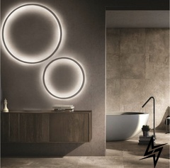 Настенный светильник-кольцо LE25507 LED 10W 4000K 30x30x30x5см Черный WC 12 фото в живую, фото в дизайне интерьера