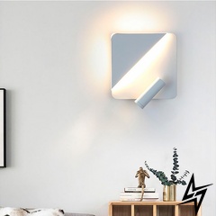 Настінний білий квадратний світильник із спотом LeLume 23-37914 LED 4000K 18x18см Білий W 087 WT фото наживо, фото в дизайні інтер'єру